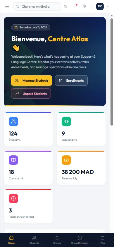 تطبيق MadarisTech للأولياء: الرصيد والحضور والدفع